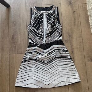 Guess Black and Silver Sequin Mini Dress